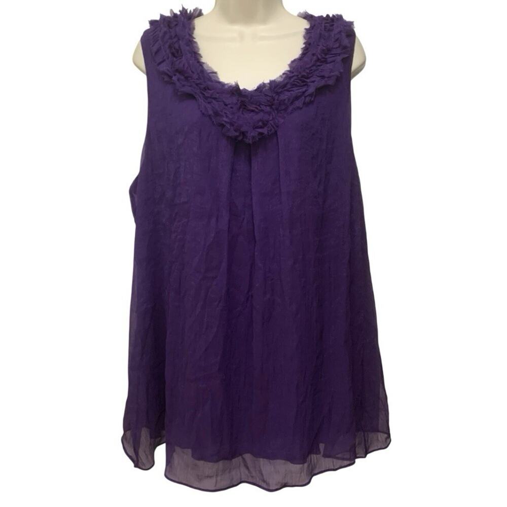 Sunny Leigh Purple Sheer Chiffon Sleeveless Blouse Romantic Whimsigoth 2X Lined